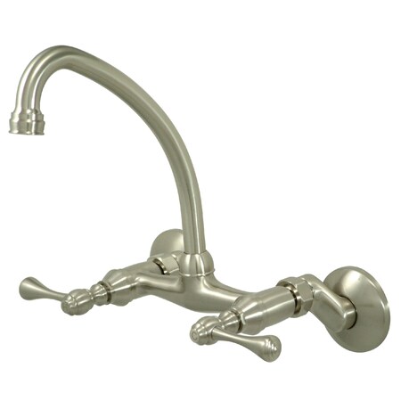 Kingston Brass KS314SN 6-Inch Adjustable Center Wall Mount Kitchen Faucet KS314SN